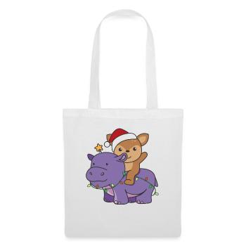 Weihnachts Hippo Reh frohe Weihnachten Hippo Rehe - Stoffbeutel - Weiß - Vorne