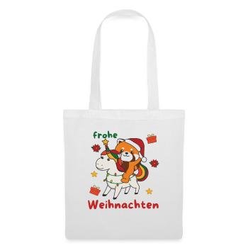 Weihnachts Roter Panda frohe Weihnachten Einhorn - Stoffbeutel - Weiß - Vorne