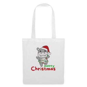 Hippo fröhliche Weihnachten Winter Tiere Hippos - Stoffbeutel - Weiß - Vorne