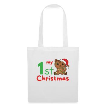 Chat de Noël Chats mon 1er Noël - Sac en tissu - blanc - Devant