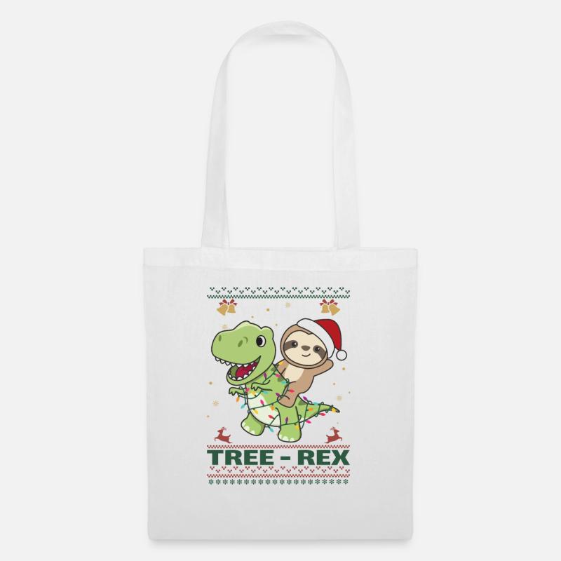 Merry Christmas ugly christmas Faultier Tree Rex - Stoffbeutel - Weiß