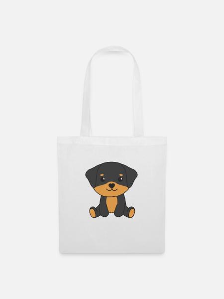 Rottweiler chiens mignons drôles Rottweiler - Sac en tissu - blanc