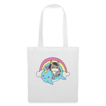 Narval Donkey Ocean Unicorn kawaii Arc-en-ciel - Sac en tissu - blanc - Devant