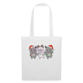 Nashorn Weihnachten Weihnachtstiere süße Tiere - Stoffbeutel - Weiß - Vorne