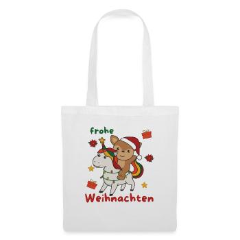 Weihnachts Einhorn Reh frohe Weihnachten Einhorn - Stoffbeutel - Weiß - Vorne