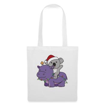 Weihnachts Hippo Koala frohe Weihnachten Hippo - Stoffbeutel - Weiß - Vorne