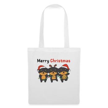 Rottweiler Joyeux Noël mignons chiens - Sac en tissu - blanc - Devant
