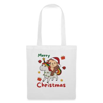 Licorne de Noël Singe Joyeux Noël Licorne - Sac en tissu - blanc - Devant