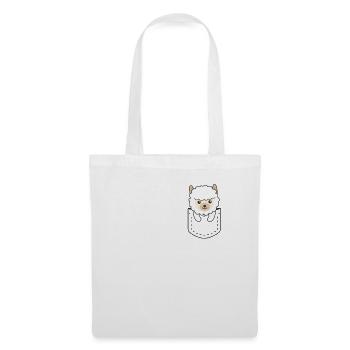 Lama in Tasche süßer Lamas in Brusttasche - Stoffbeutel - Weiß - Vorne