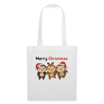 Singe Noël Animaux Singes Joyeux Noël - Sac en tissu - blanc - Devant