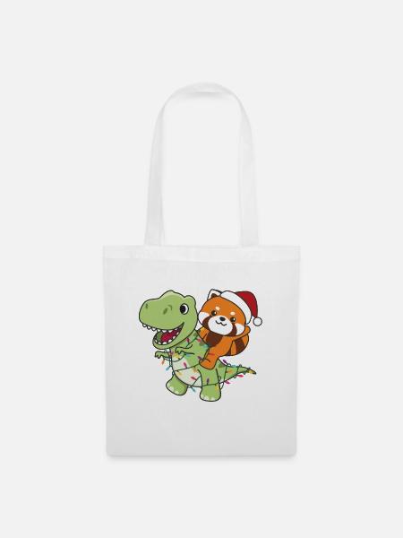 Rote Panda Trex Weihnachten Schnee Winter Tiere - Stoffbeutel - Weiß
