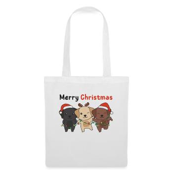 Labrador Joyeux Noël mignons chiens - Sac en tissu - blanc - Devant