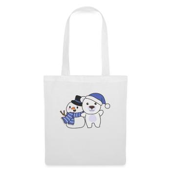 Polar bear with snowman in winter for Christmas - Tote Bag - white - Front