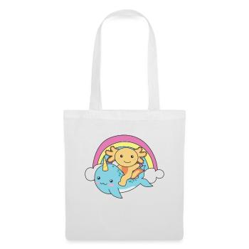 Narval Axolotl Ocean Unicorn kawaii Arc-en-ciel - Sac en tissu - blanc - Devant