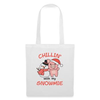 Pig Chillin avec mon bonhomme de neige - Sac en tissu - blanc - Devant