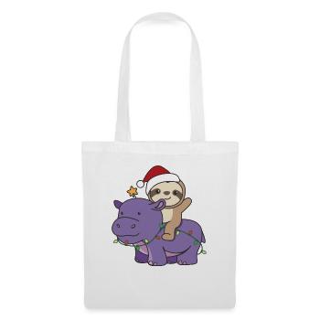 Weihnachts Hippo Faultier frohe Weihnachten Hippo - Stoffbeutel - Weiß - Vorne