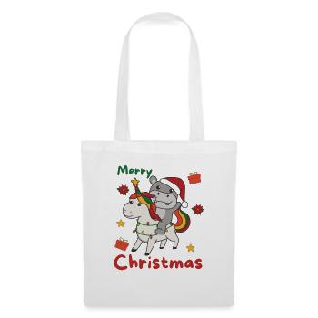 Licorne de Noël Hippopotame Joyeux Noël Licorne - Sac en tissu - blanc - Devant