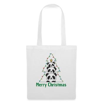 Panda Arbre de Noël Animaux de Noël Pandas - Sac en tissu - blanc - Devant