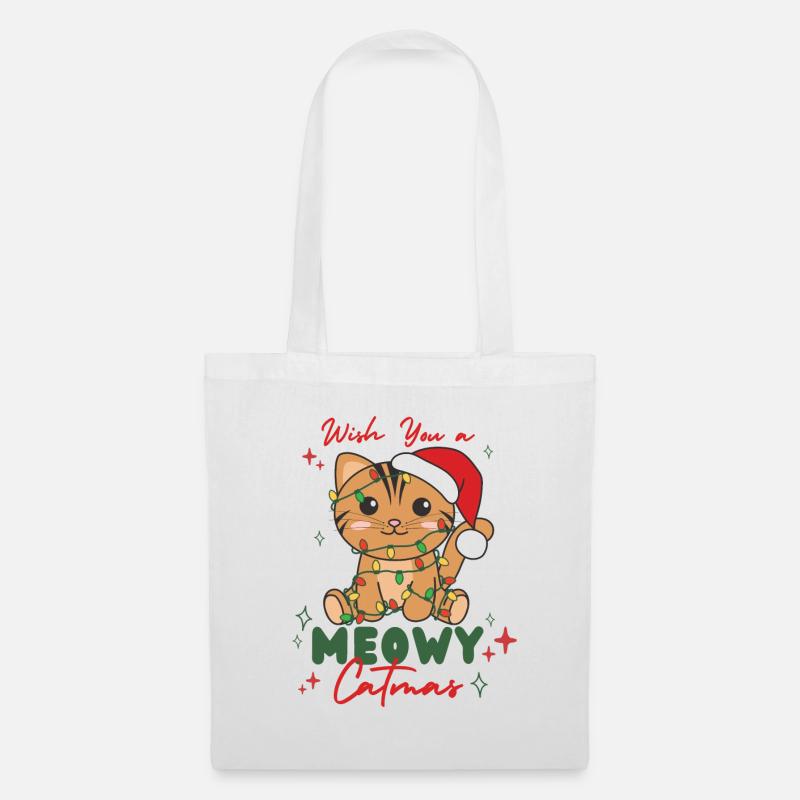Katze Weihnachten Tiere süßes Katzen Meowy Catmas - Stoffbeutel - Weiß