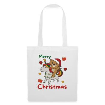 Weihnachts Einhorn Biber frohe Weihnachten Einhorn - Stoffbeutel - Weiß - Vorne
