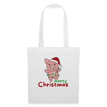 Cochon Joyeux Noël Cochons d’hiver - Sac en tissu - blanc - Devant