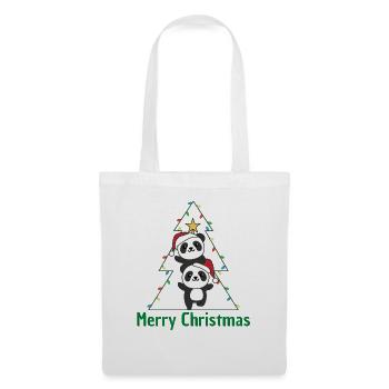 Panda Arbre de Noël Animaux de Noël Pandas - Sac en tissu - blanc - Devant