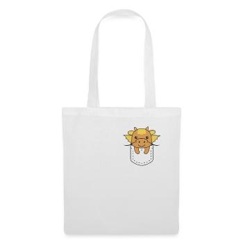 Dragon dans la poche dragons mignons dans la poche de poitrine - Sac en tissu - blanc - Devant
