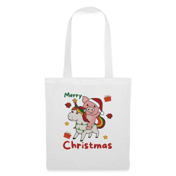 Cochon de Noël Joyeux Licorne de Noël - Sac en tissu - blanc - Devant