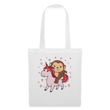 Singe avec cœurs de licorne Cœur animal préféré - Sac en tissu - blanc - Devant