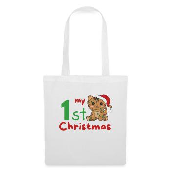 Chat de Noël Chats mon 1er Noël - Sac en tissu - blanc - Devant