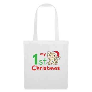 Chat de Noël Chats mon 1er Noël - Sac en tissu - blanc - Devant