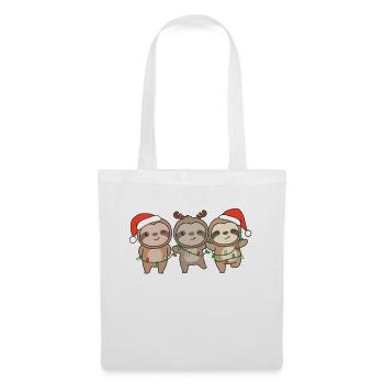 Faultier Weihnachten Weihnachtstiere süße Faultier - Stoffbeutel - Weiß - Vorne