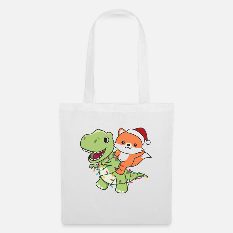 Fuchs Trex Weihnachten Schnee Winter Tiere - Stoffbeutel - Weiß