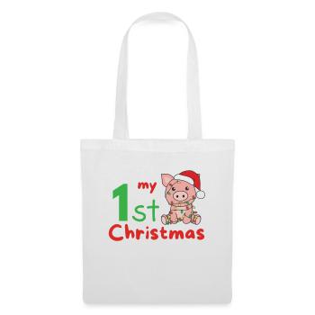Cochon de Noël Cochons mon 1er Noël - Sac en tissu - blanc - Devant