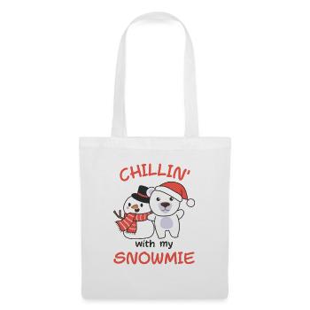 L’ours polaire Chillin avec mon bonhomme de neige - Sac en tissu - blanc - Devant