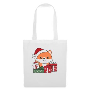 Renard cadeau de Noël animaux d’hiver renard - Sac en tissu - blanc - Devant