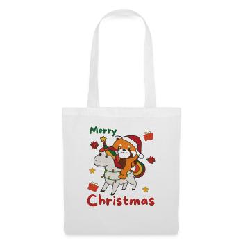 Weihnachts Roter Panda frohe Weihnachten Einhorn - Stoffbeutel - Weiß - Vorne