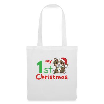 Chat de Noël Chats mon 1er Noël - Sac en tissu - blanc - Devant