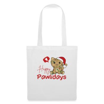 Chat Noël Chats mignons Joyeux Pawlidays - Sac en tissu - blanc - Devant