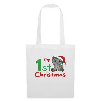 Chat de Noël Chats mon 1er Noël - Sac en tissu - blanc - Devant