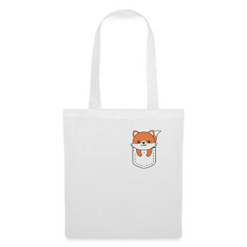Renard dans la poche renard mignon dans la poche de poitrine - Sac en tissu - blanc - Devant