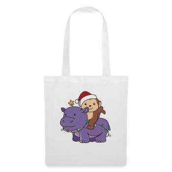 Christmas Hippo Monkey Merry Christmas Hippo - Tote Bag - white - Front