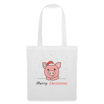 Cochon Noël Neige Hiver Animaux Cochons - Sac en tissu - blanc - Devant