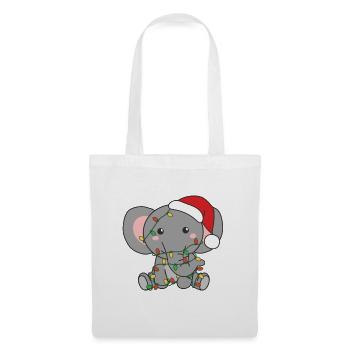 Elefant Weihnachten Winter Tiere Elefanten - Stoffbeutel - Weiß - Vorne