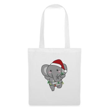 Elefant Weihnachten Winter Tiere Elefanten - Stoffbeutel - Weiß - Vorne