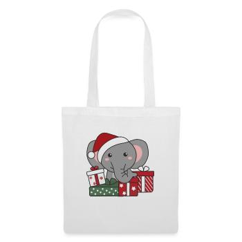 Éléphant Cadeau de Noël Animaux d’hiver Éléphant - Sac en tissu - blanc - Devant