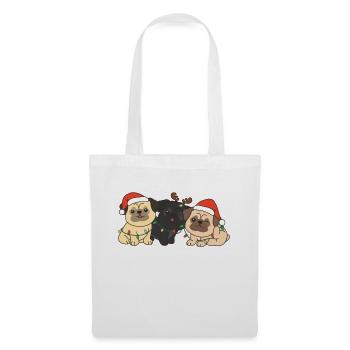 Carlin Noël Animaux Chiens mignons - Sac en tissu - blanc - Devant