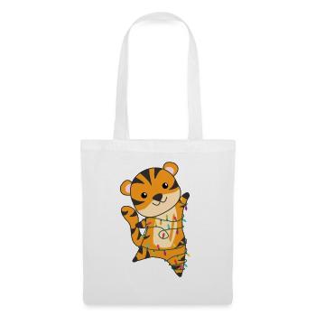 tigre noël neige hiver animaux tigre - Sac en tissu - blanc - Devant