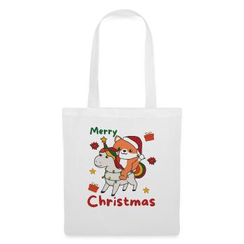 Licorne de Noël Renard Joyeux Licorne de Noël - Sac en tissu - blanc - Devant