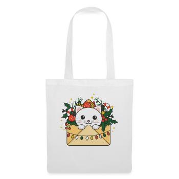 Katze Weihnachten Brief Winter Tiere Katzen - Stoffbeutel - Weiß - Vorne